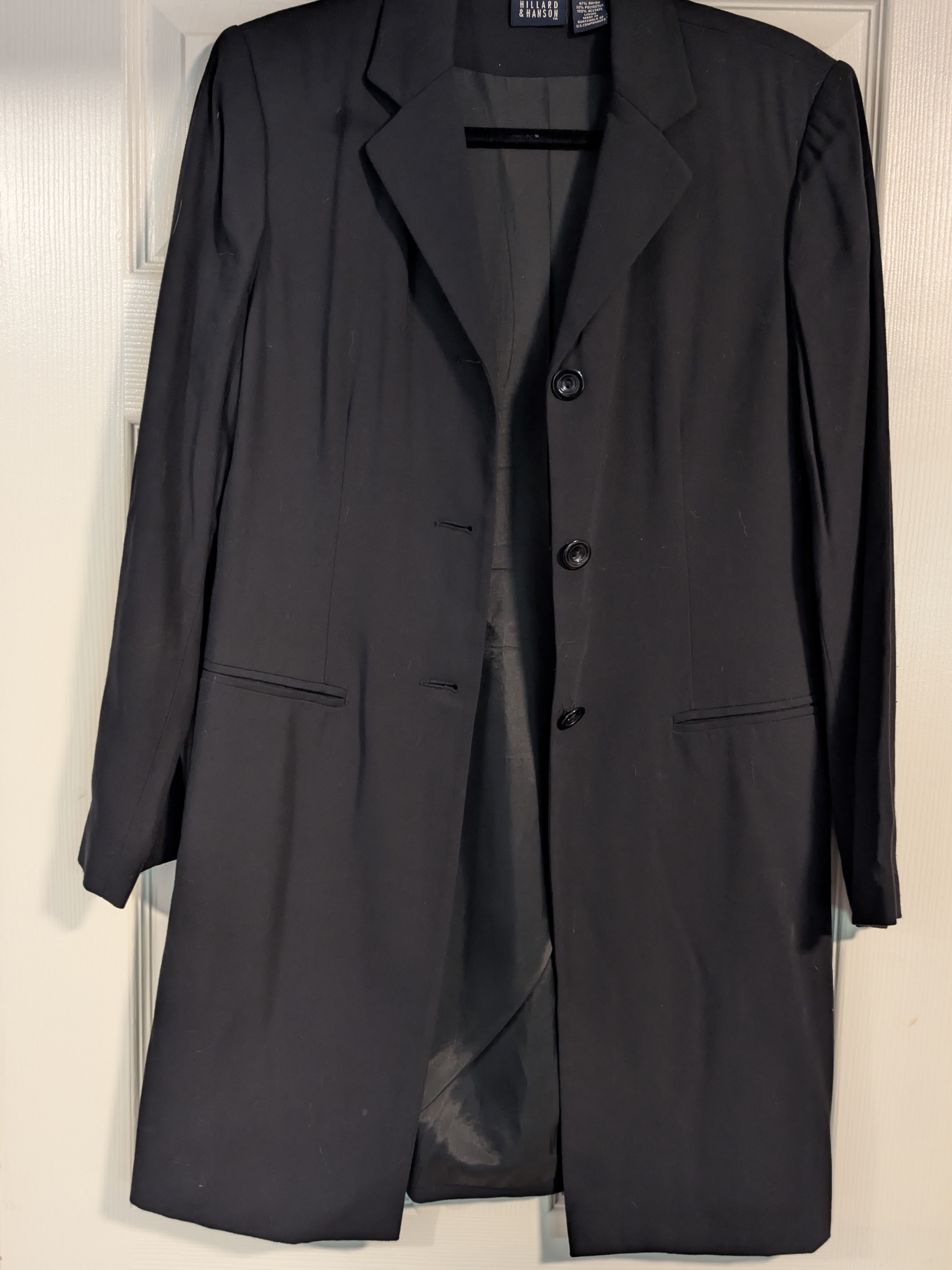 1990's Vintage Black Longline Women's Blazer Coat